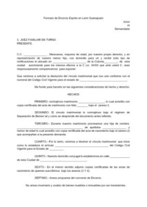 Formato de Divorcio Exprés en León Guanajuato